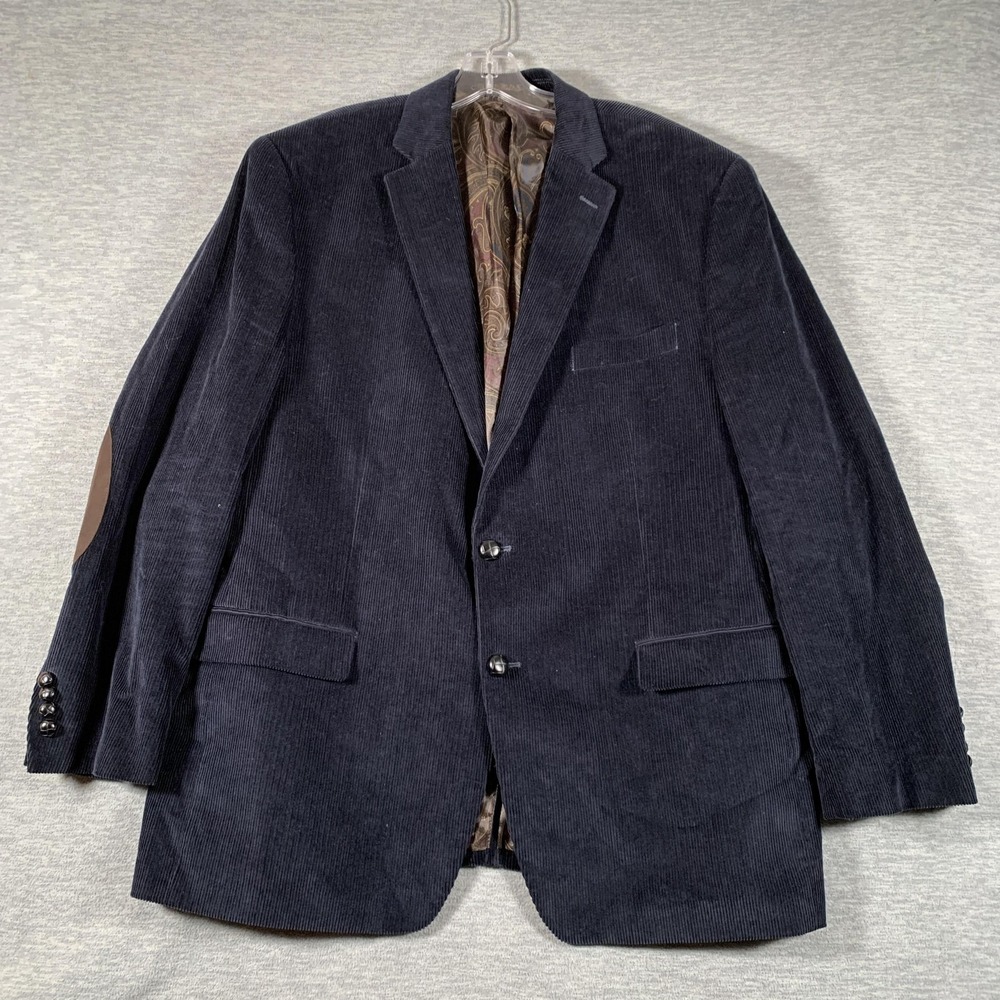 Lauren Ralph Lauren Blazer Mens 46R Blue Corduroy Elbow Patch Sport Coat